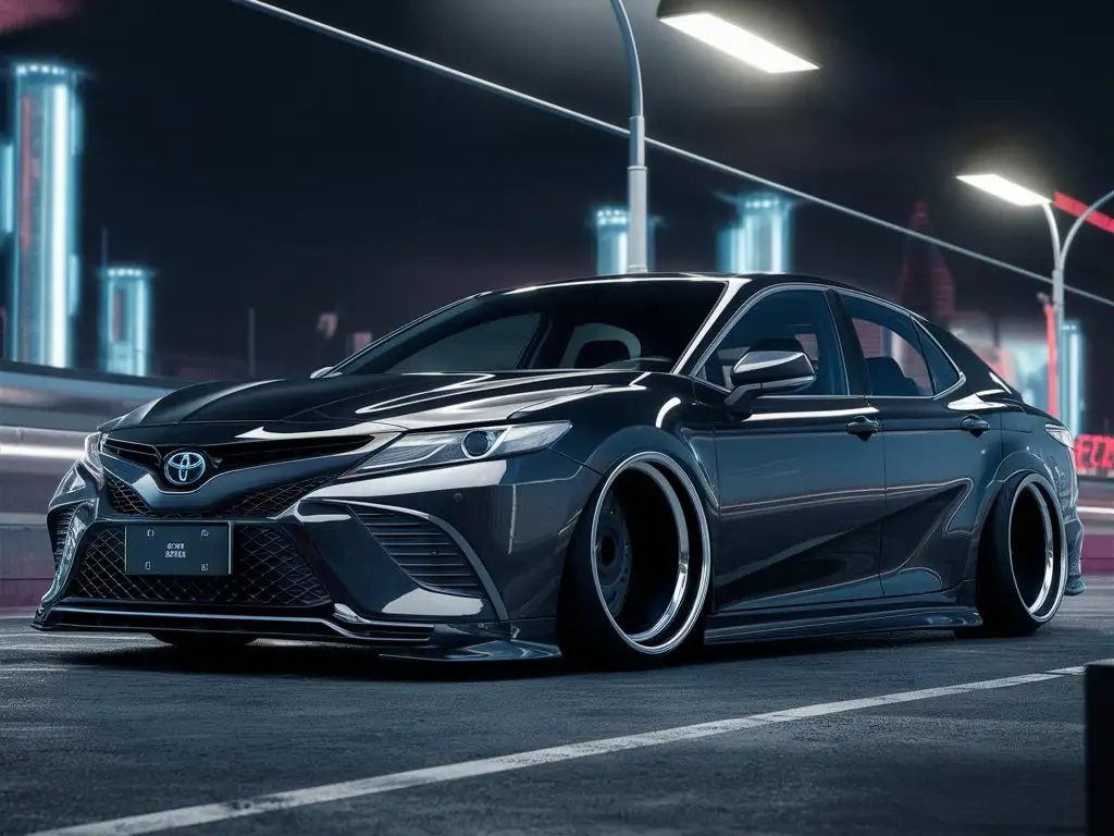 Sleek-Black-Toyota-Camry-2024-with-Wide-Rims