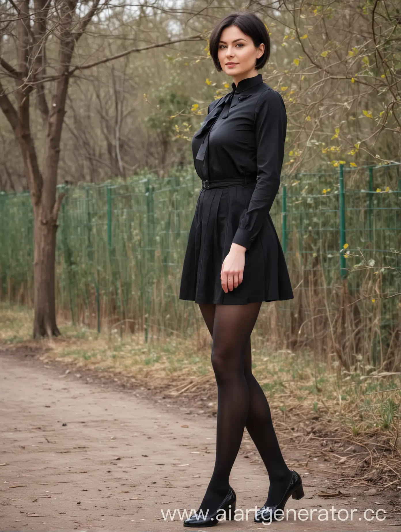 Elegant-Russian-Woman-in-Spring-Attire-Feminine-Style-with-Oxford-Shoes-and-Black-Tights