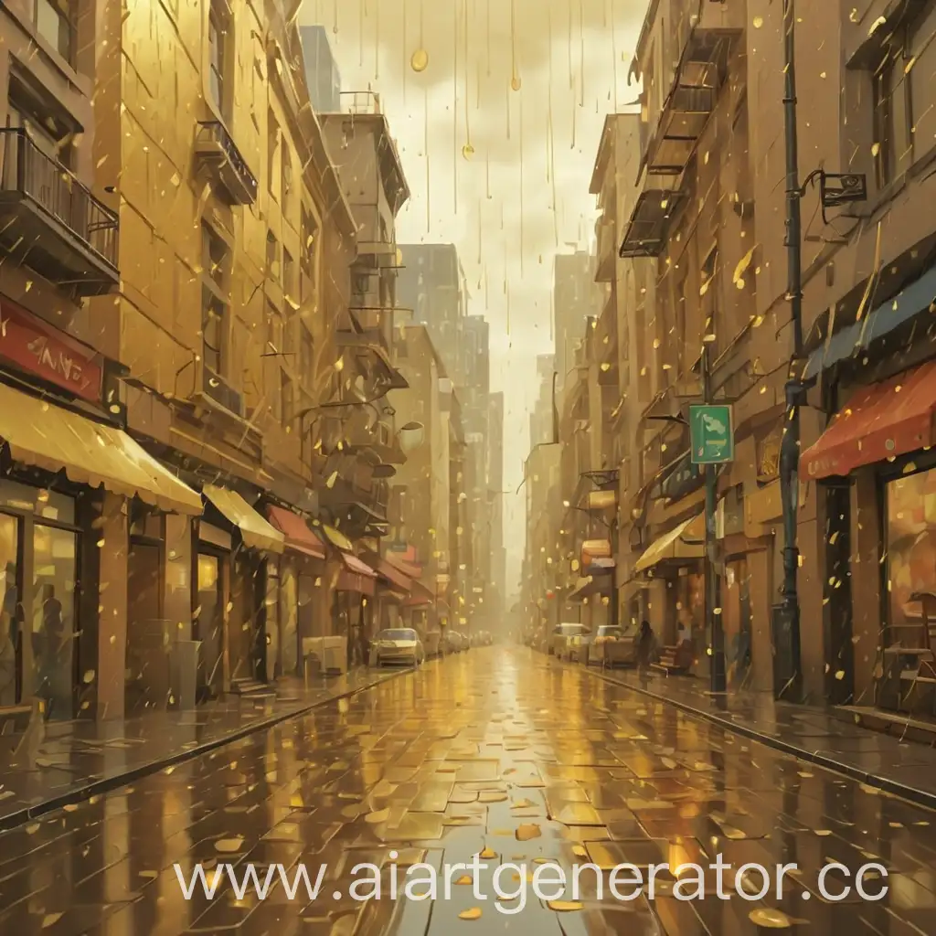 Whimsical-Cartoon-Cityscape-with-Golden-Rain