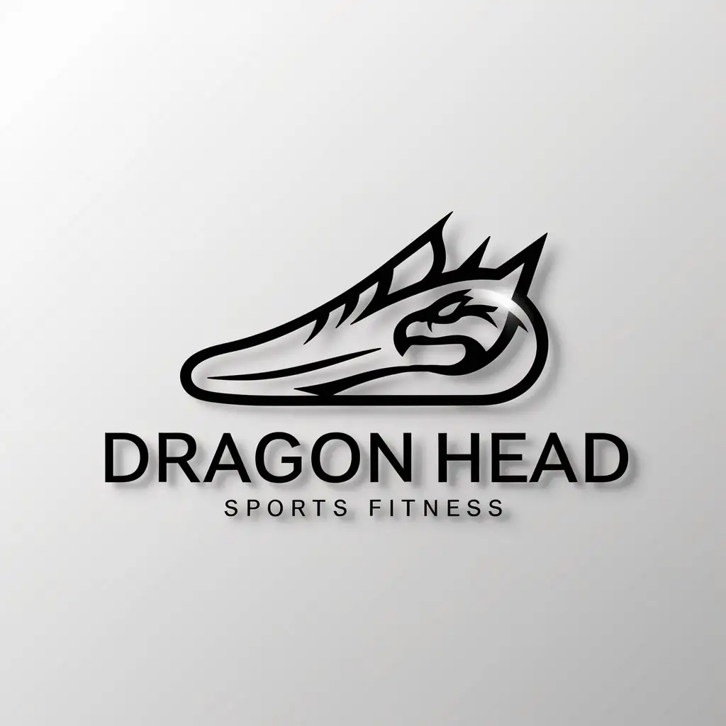 a logo design,with the text "dragon head", main symbol:shoe,Minimalistic,be used in Sports Fitness industry,clear background
