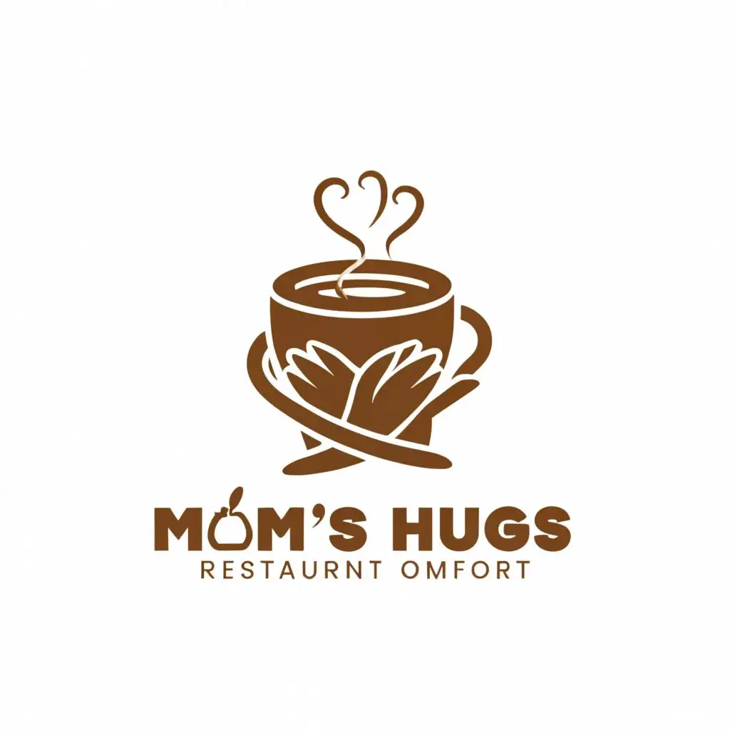 a logo design,with the text "moms hugs", main symbol:hugging coffee,complex,be used in Restaurant industry,clear background