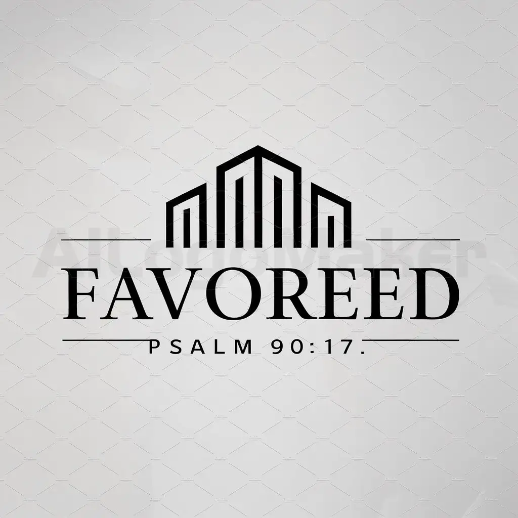 a logo design,with the text "Favored Psalm 90:17", main symbol:Building,Moderate,be used in Real Estate industry,clear background
