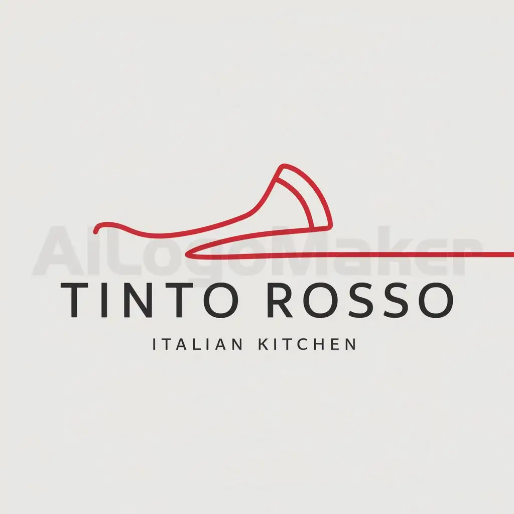 LOGO-Design-for-Tinto-Rosso-Minimalistic-Italian-Kitchen-Theme-with-Pizzero-on-Continuous-Line