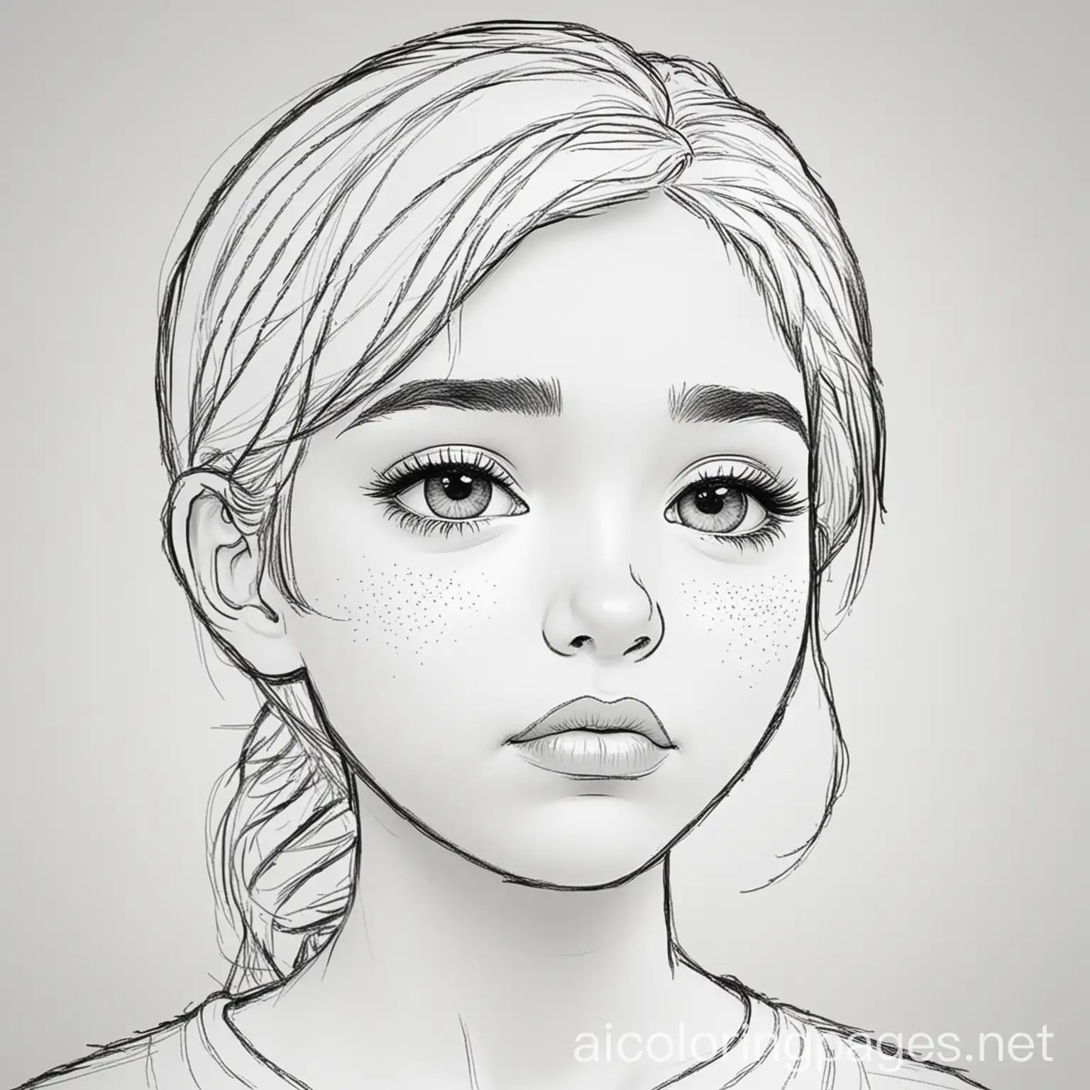 one sad womans face.  no defined edges to the face, line art, black and white, white background, simple, realistic, side profile facing left , Coloring Page, black and white, line art, white background, Simplicity, Ample White Space. The background of the coloring page is plain white to make it easy for young children to color within the lines. The outlines of all the subjects are easy to distinguish, making it simple for kids to color without too much difficulty