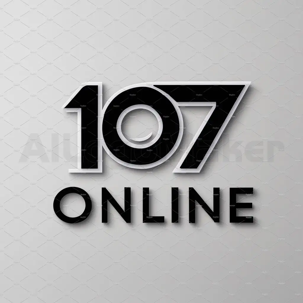 a logo design,with the text "107 ONLINE", main symbol:107,Moderate,clear background