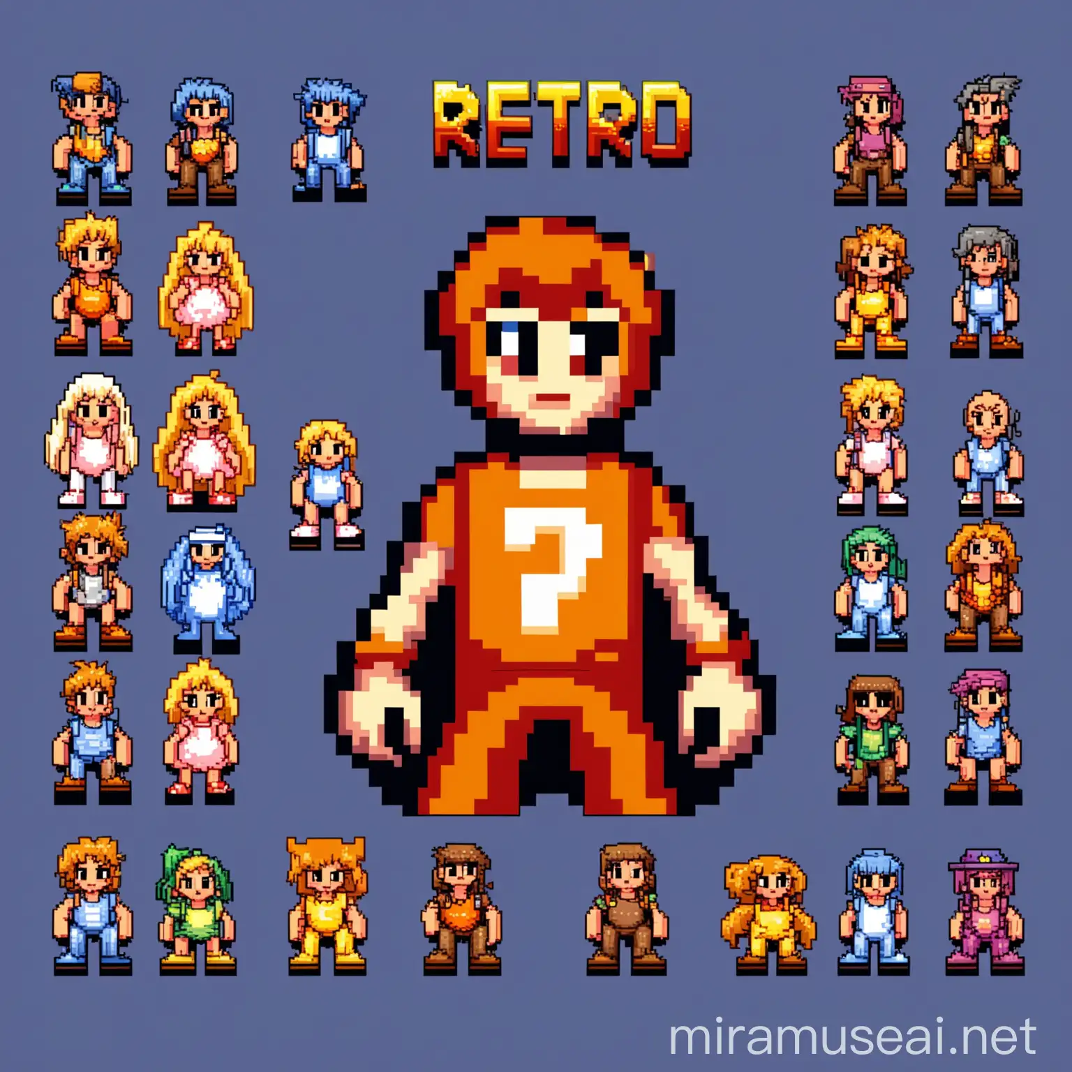 Playable character in pixel retro game