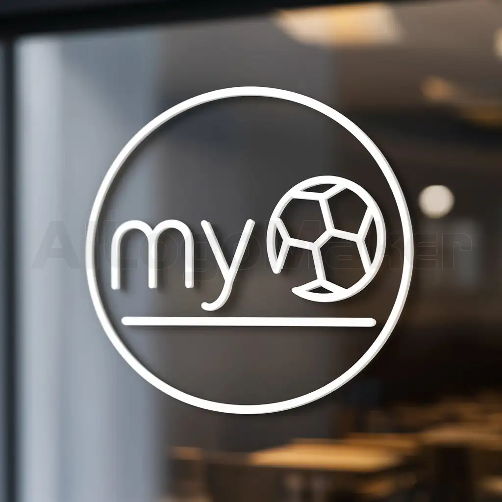 a logo design,with the text "MY", main symbol:soccer, round, bar,Minimalistic,be used in Restaurant industry,clear background
