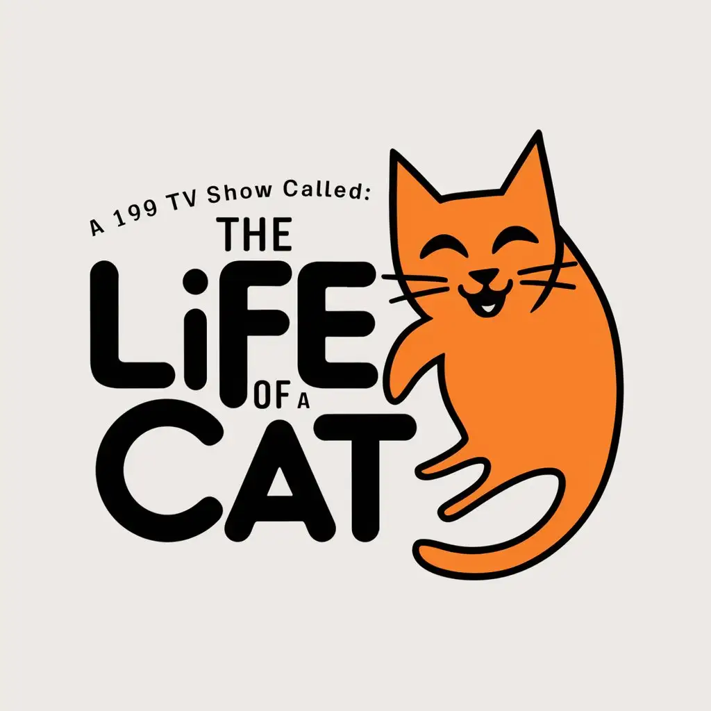 a logo design,with the text " A 1999 TV show called: "The life of a cat". (The input is already in English, so no translation is needed.)", main symbol:A orange cat,complex,clear background