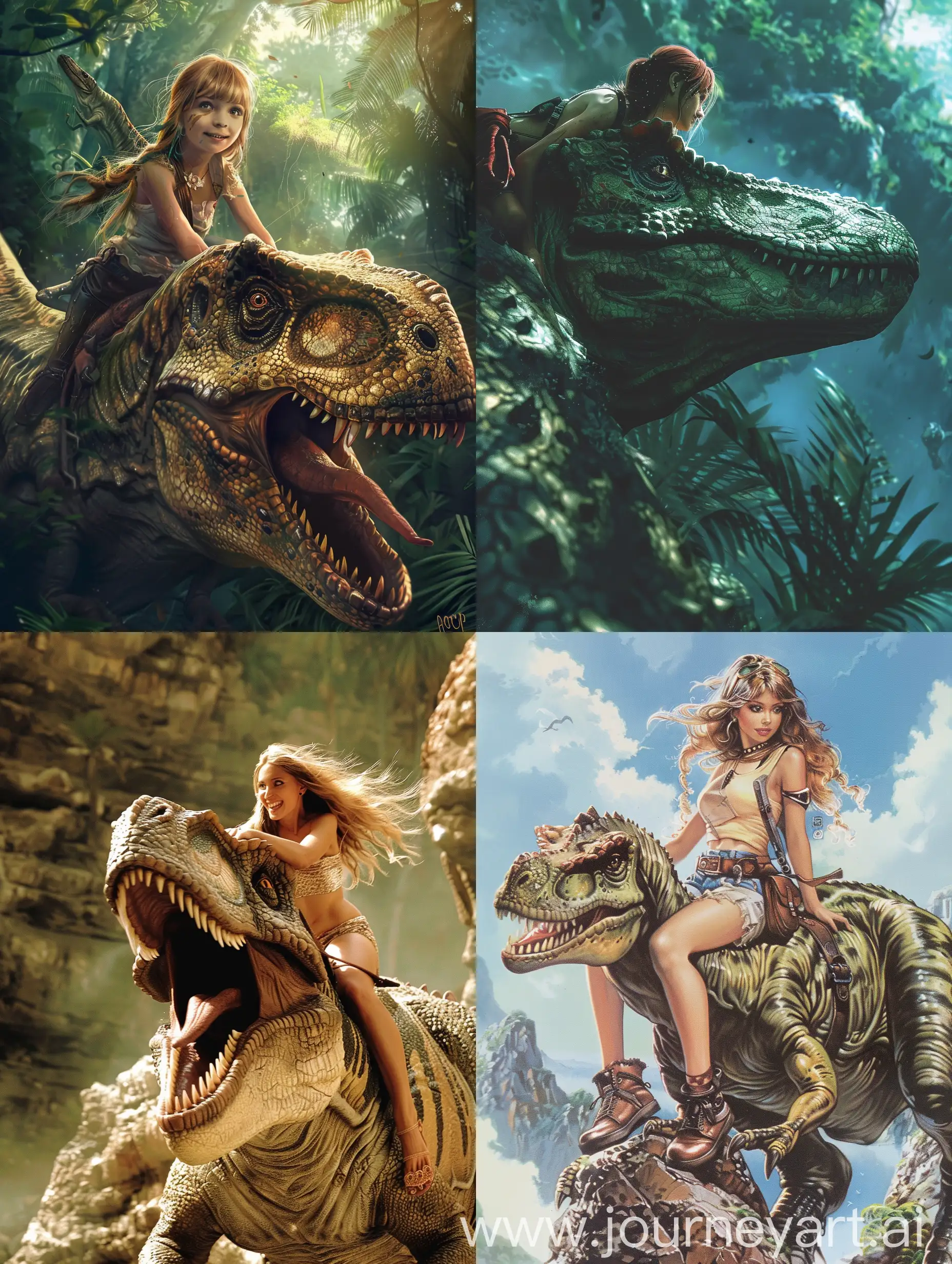 Adorable-Girl-Riding-a-Dinosaur-Adventure-Illustration