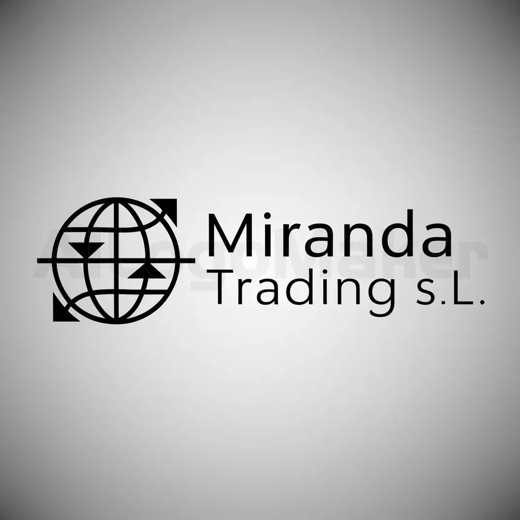 a logo design,with the text "MIRANDA TRADING S.L.", main symbol:[ ICON OF GLOBE WITH ARROWS ]nMiranda Trading S.L.,Moderate,be used in Legal industry,clear background