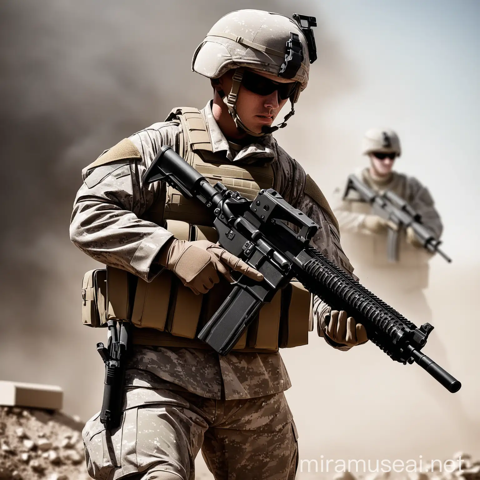 Armed Soldier in Combat Readiness