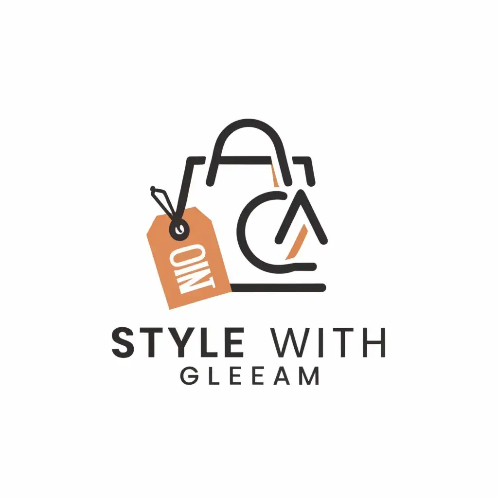 a logo design,with the text "Style with Gleam", main symbol:🛍️🛒🏷️,Minimalistic,be used in Fashion  industry,clear background