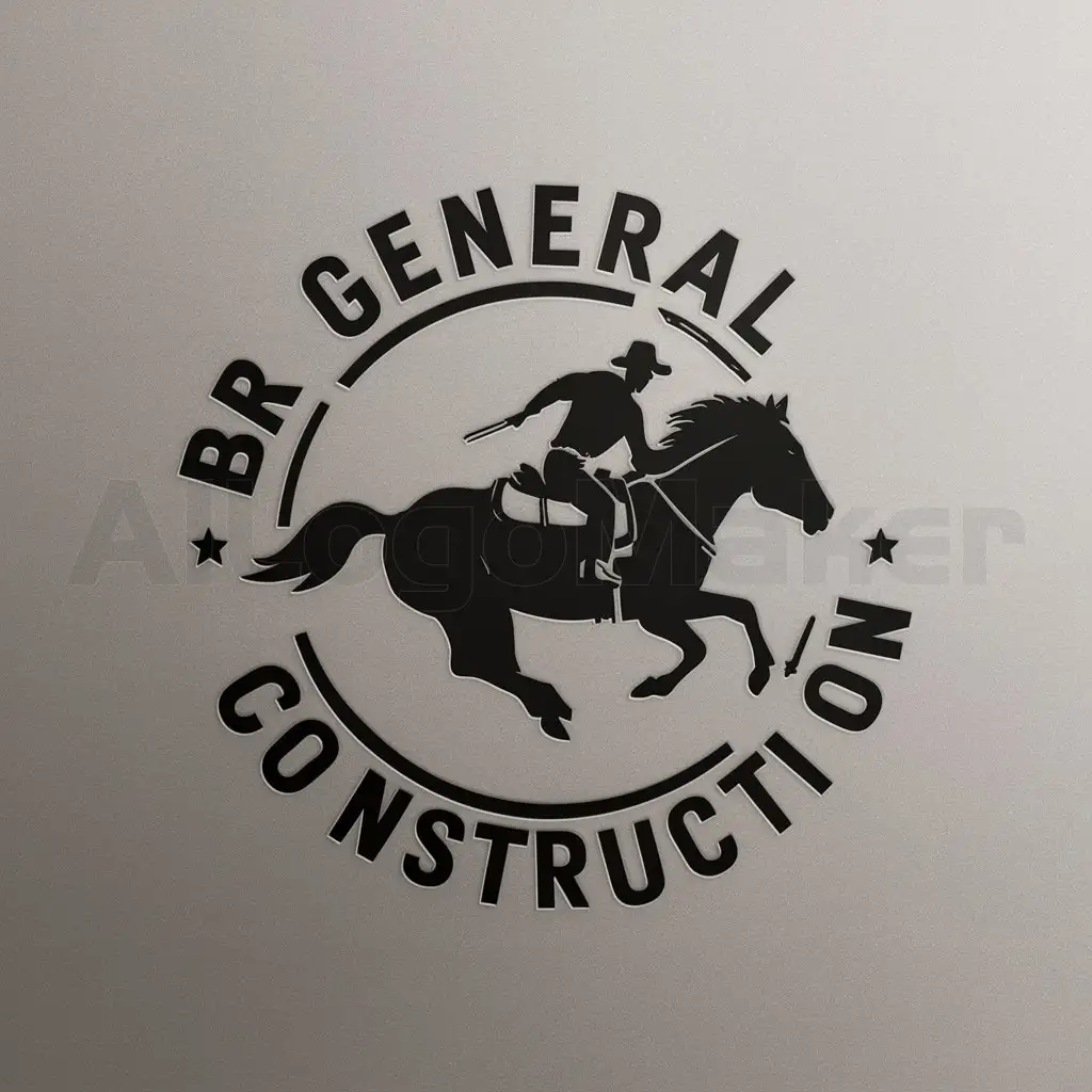 a logo design,with the text "BR GENERAL CONSTRUCTION", main symbol:Horse, rodeo, cowboy,Moderate,be used in Construction industry,clear background