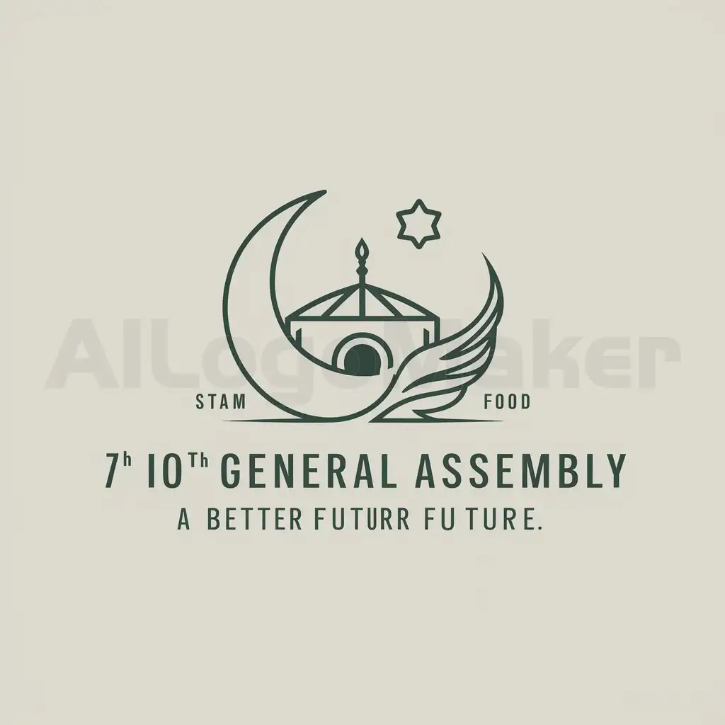 a logo design,with the text "7th IOFS General Assembly", main symbol:Islam, food, hope, better future, elements of Kazakh tradition,Minimalistic,be used in 14 industry,clear background