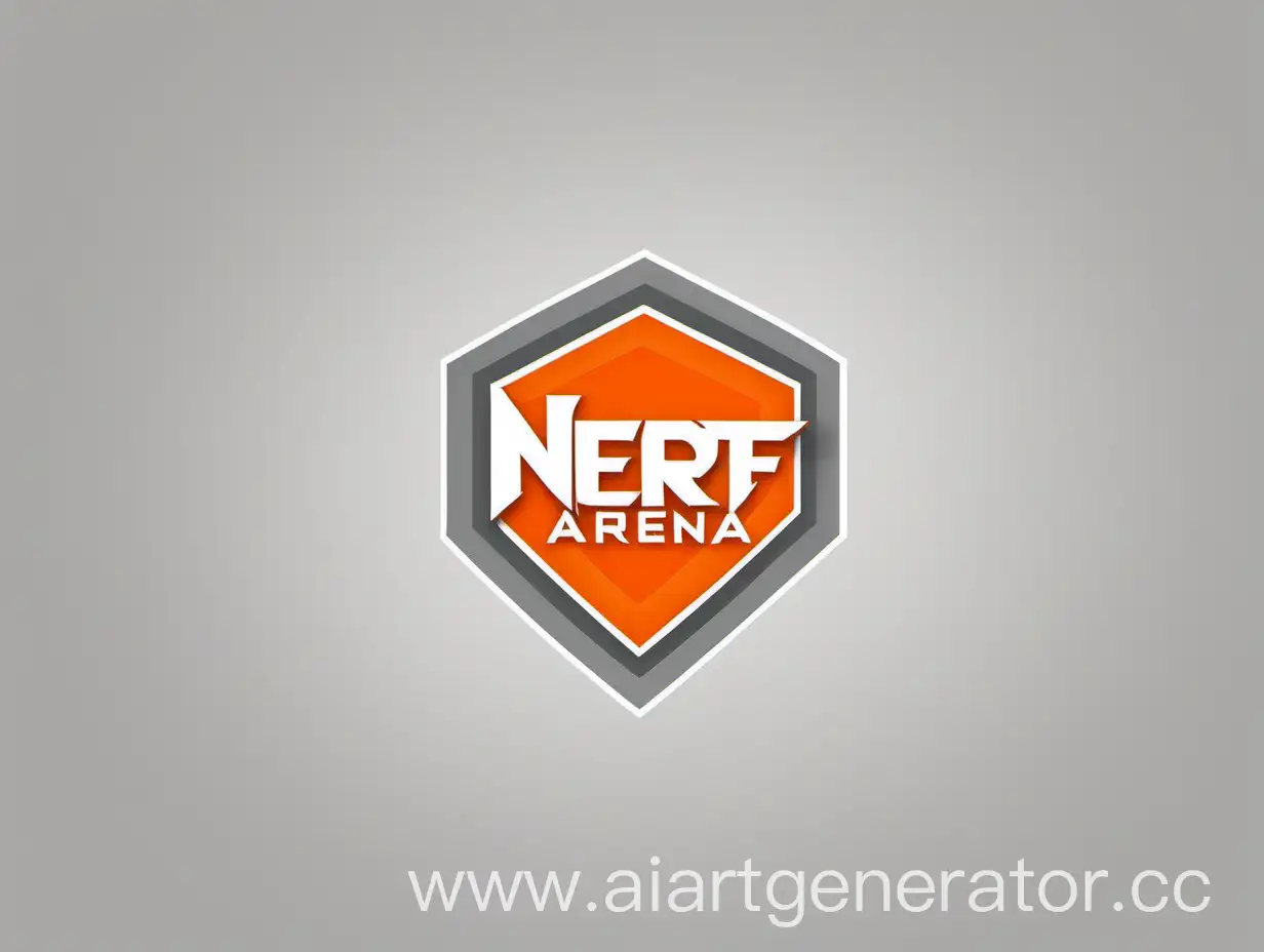 минималистичный логотип для детской развлекательной плошадки "Нерф Арена: Поле Сражений". логотип должен быть минемалистичен. использовать цветовую палитру белый оранжевый серый. 