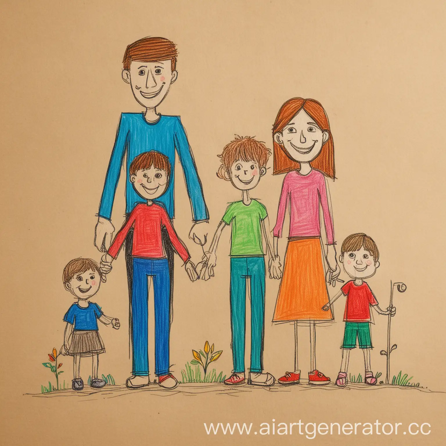 children's drawing of a family