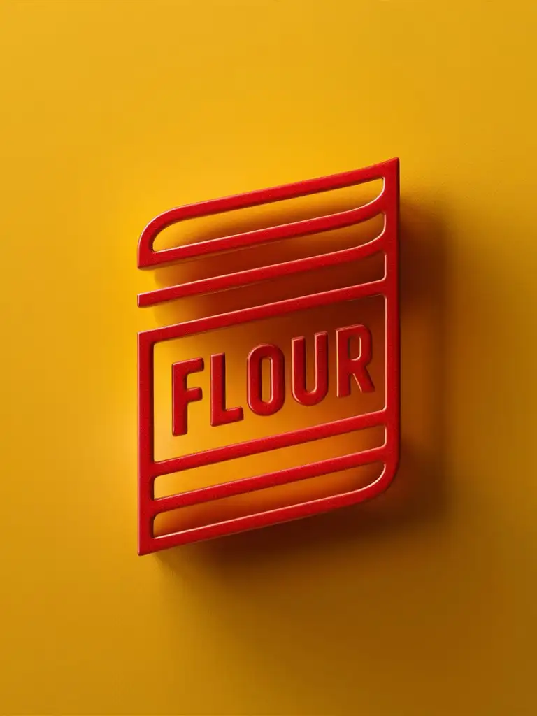 flour logo made to be red on a yellow background