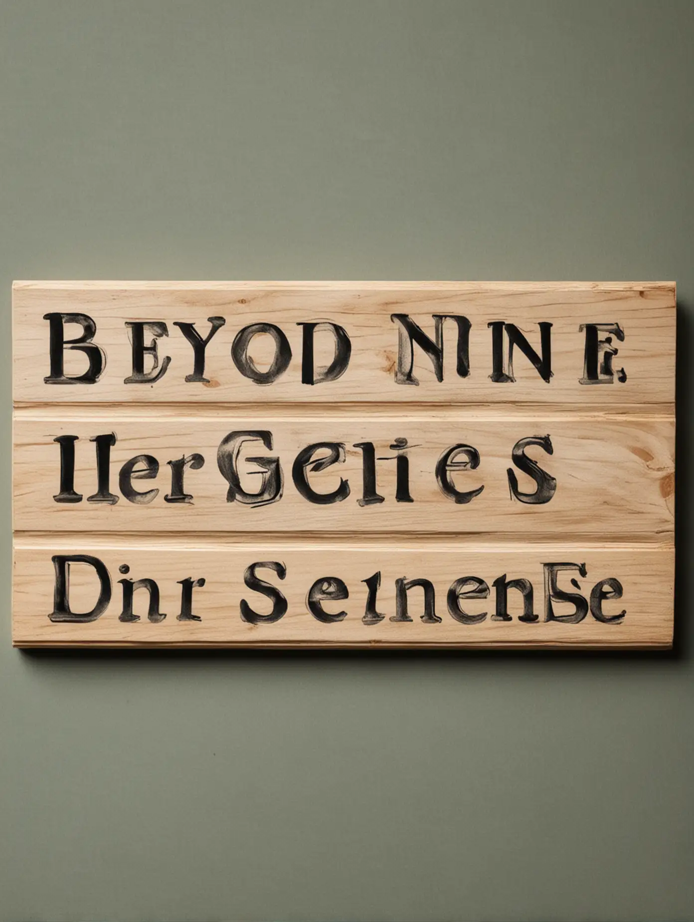 make a sign in the English language using a sans-serif font that says Beyond your five senses