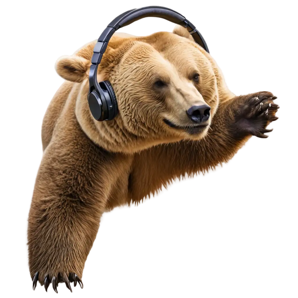 rosto de um urso com fones de ouvidos
