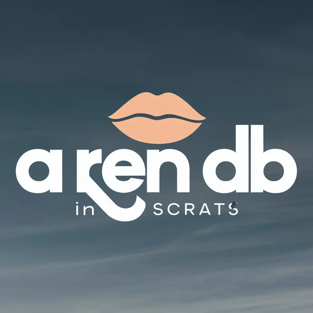 a logo design,with the text "a ren db", main symbol:lips，Flesh-colored, background blue sky,Moderate,clear background