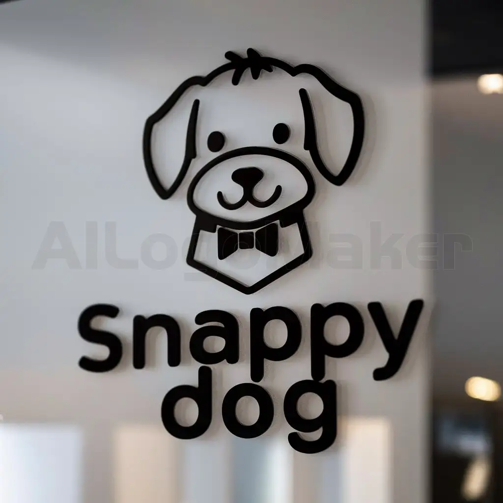 LOGO-Design-for-Snappy-Dog-Stylish-Canine-with-Bow-Tie-on-Clean-Background
