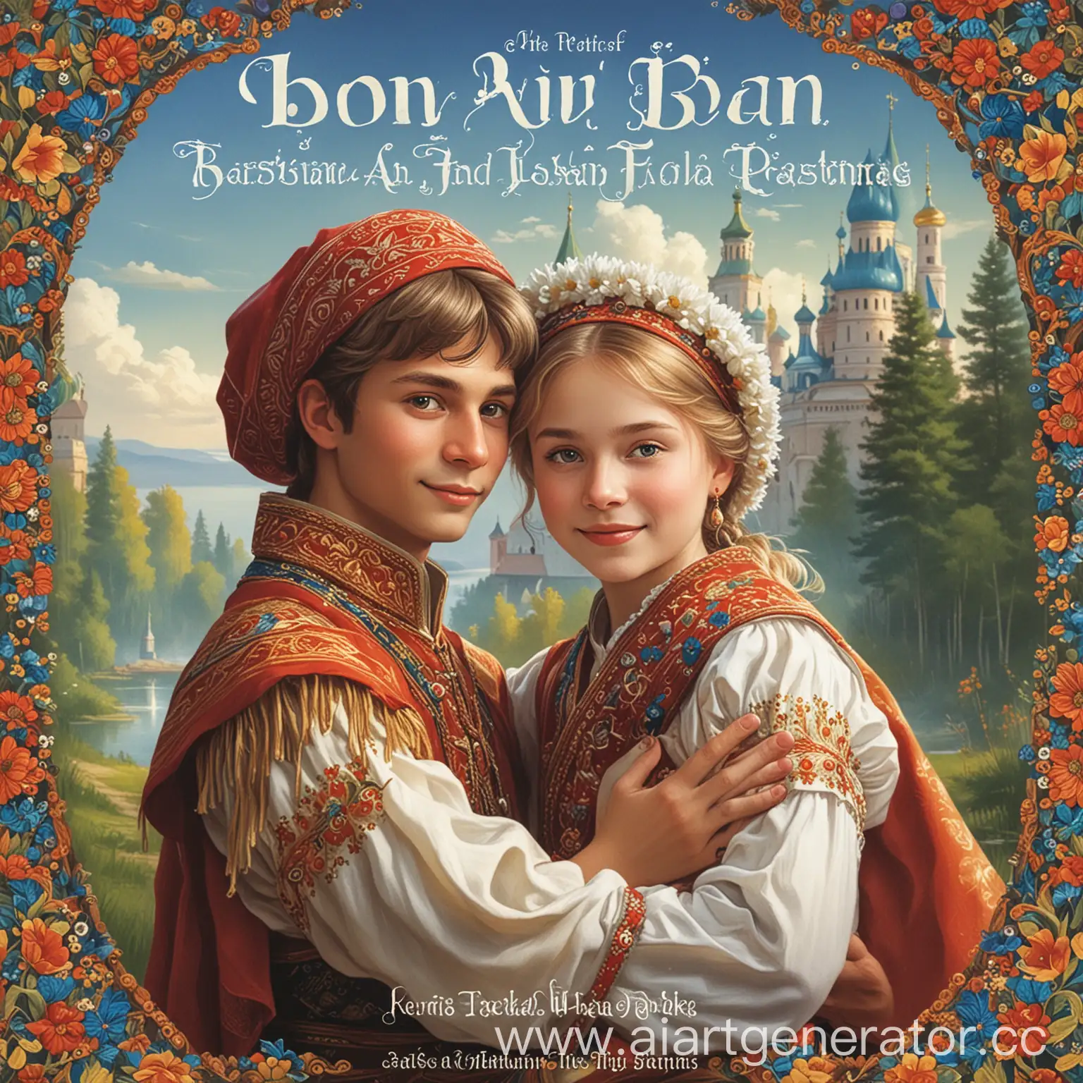 Russian-Fairy-Tale-Boy-Ivan-and-Tsarevna-Embracing-in-Vibrant-Folk-Costumes