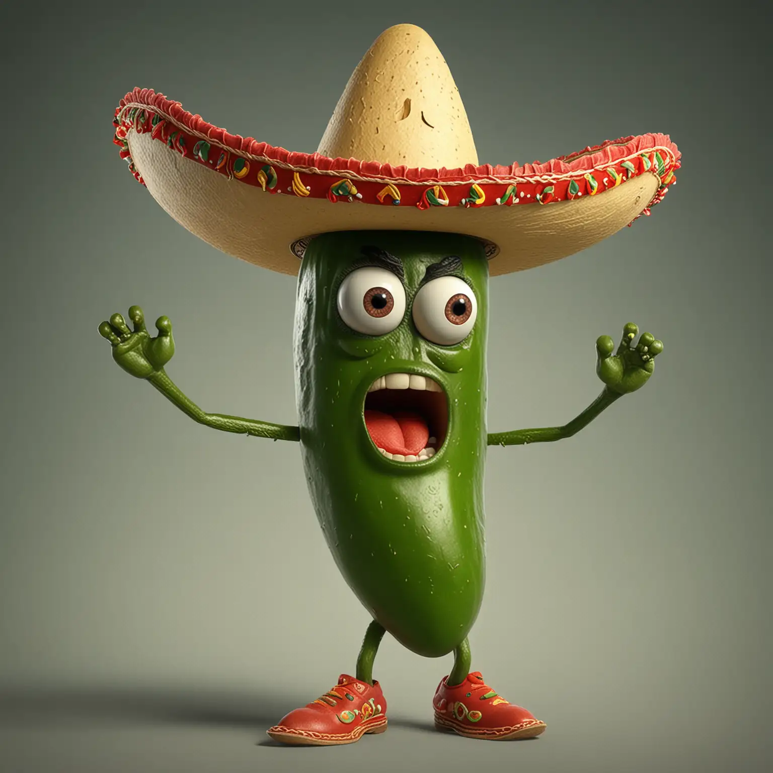 Fiery Jalapeo Character Expressing Anger in a Sombrero