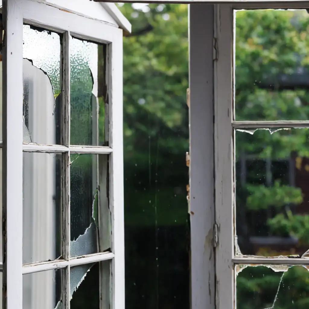 old, wasful and broken window in the US