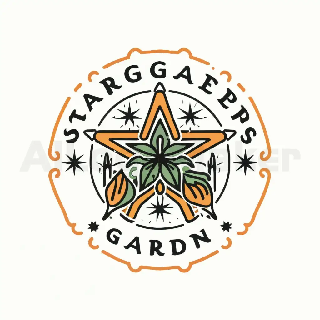 a logo design,with the text "Stargazer's Garden", main symbol:Labor practice, farming, children, starry sky,Moderate,be used in Events industry,clear background