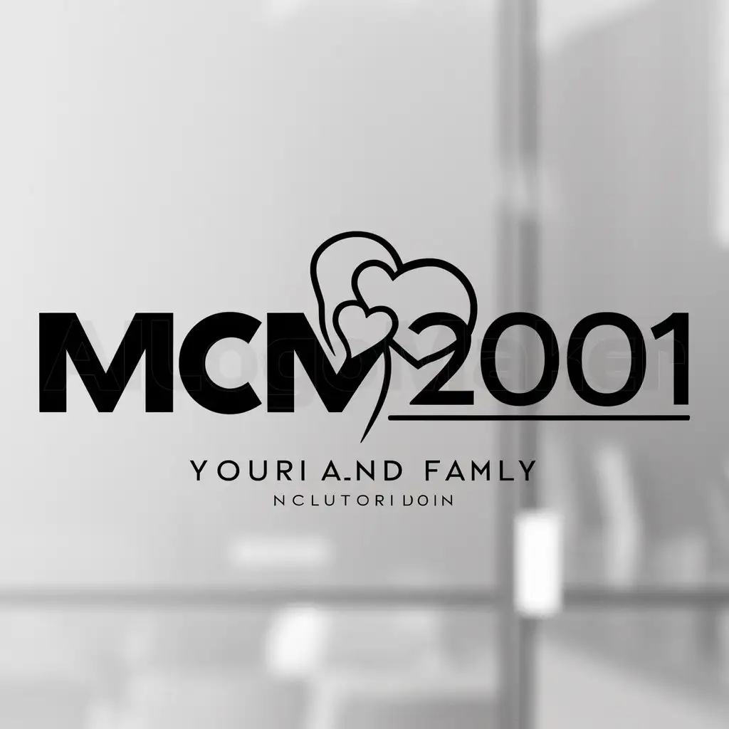 a logo design,with the text "MCM 2001", main symbol:CORAZON Y UNA MADRE,Minimalistic,clear background