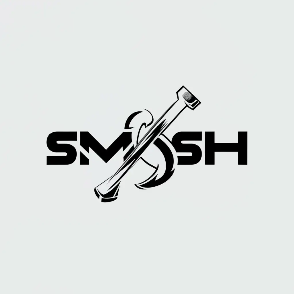 a logo design,with the text "Smash", main symbol:smash,Minimalistic,clear background