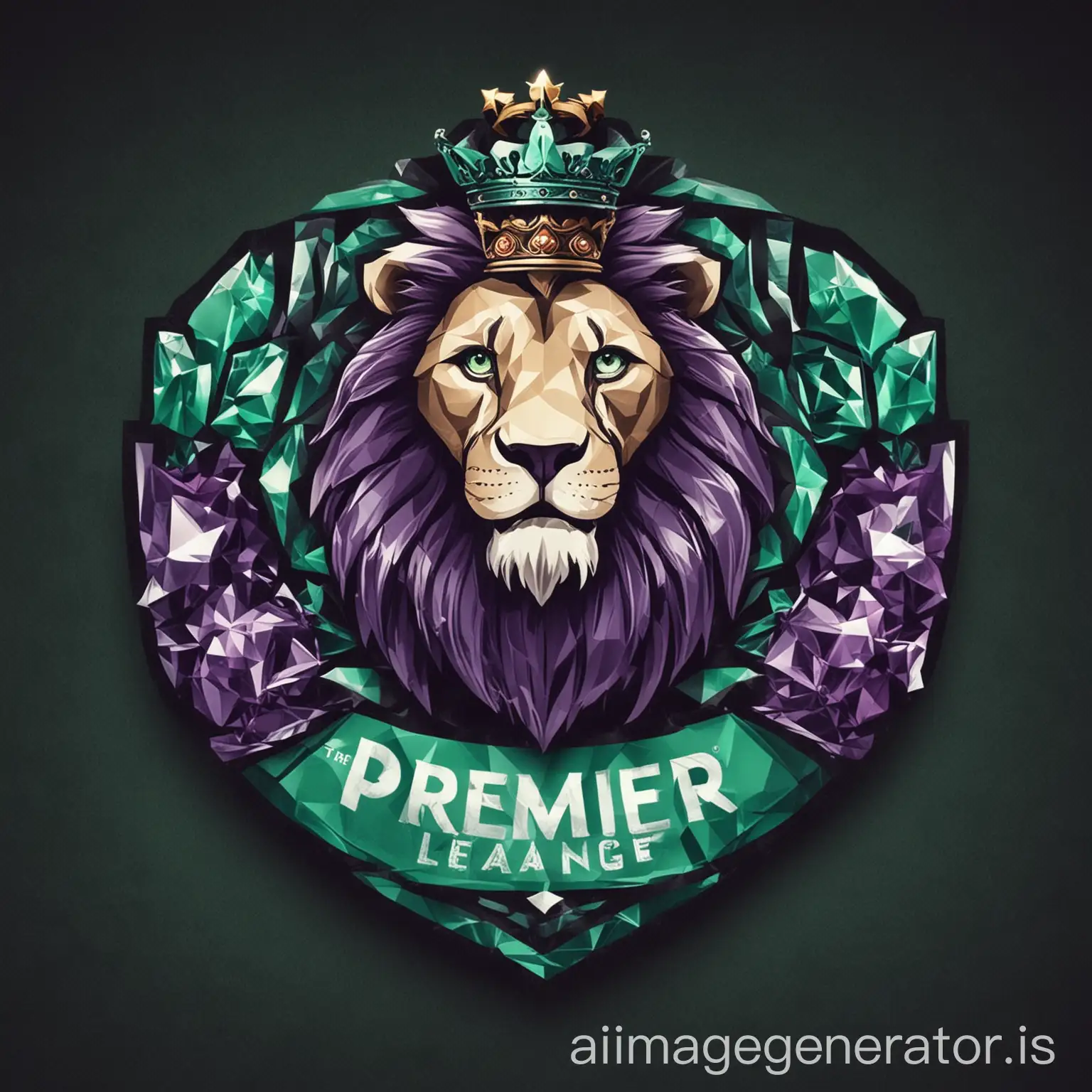 Premier-League-Logo-Featuring-Majestic-Lion-in-Emerald-and-Amethyst-Theme