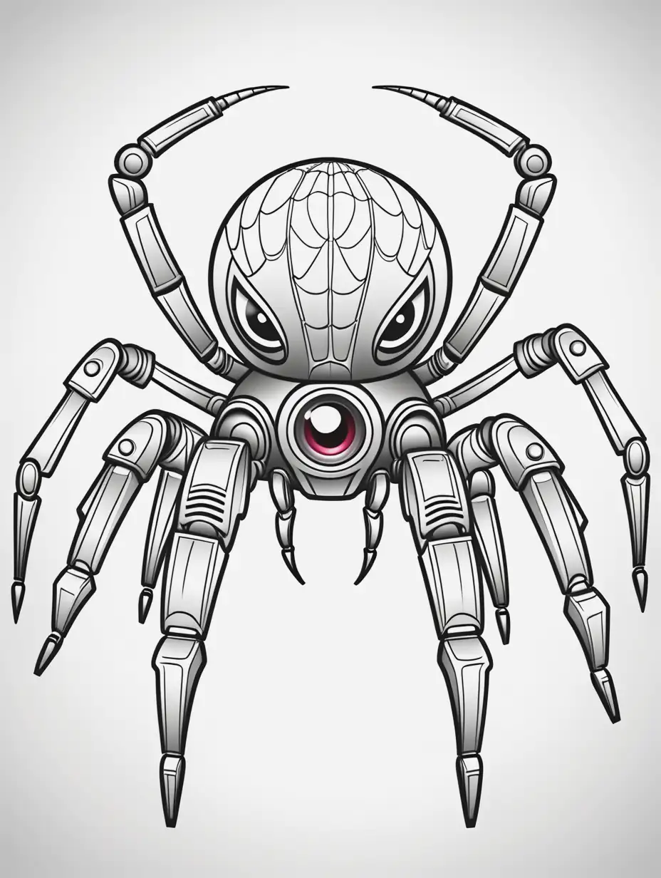 Robot Spider Coloring Book Illustration