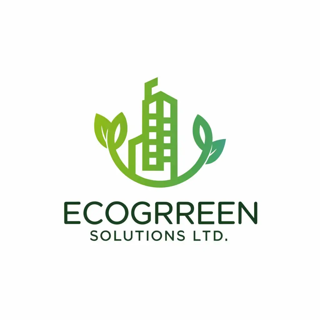 a logo design,with the text "EcoGreen Solution Ltd", main symbol:world, building, sustainability,Moderate,be used in Construction industry,clear background
