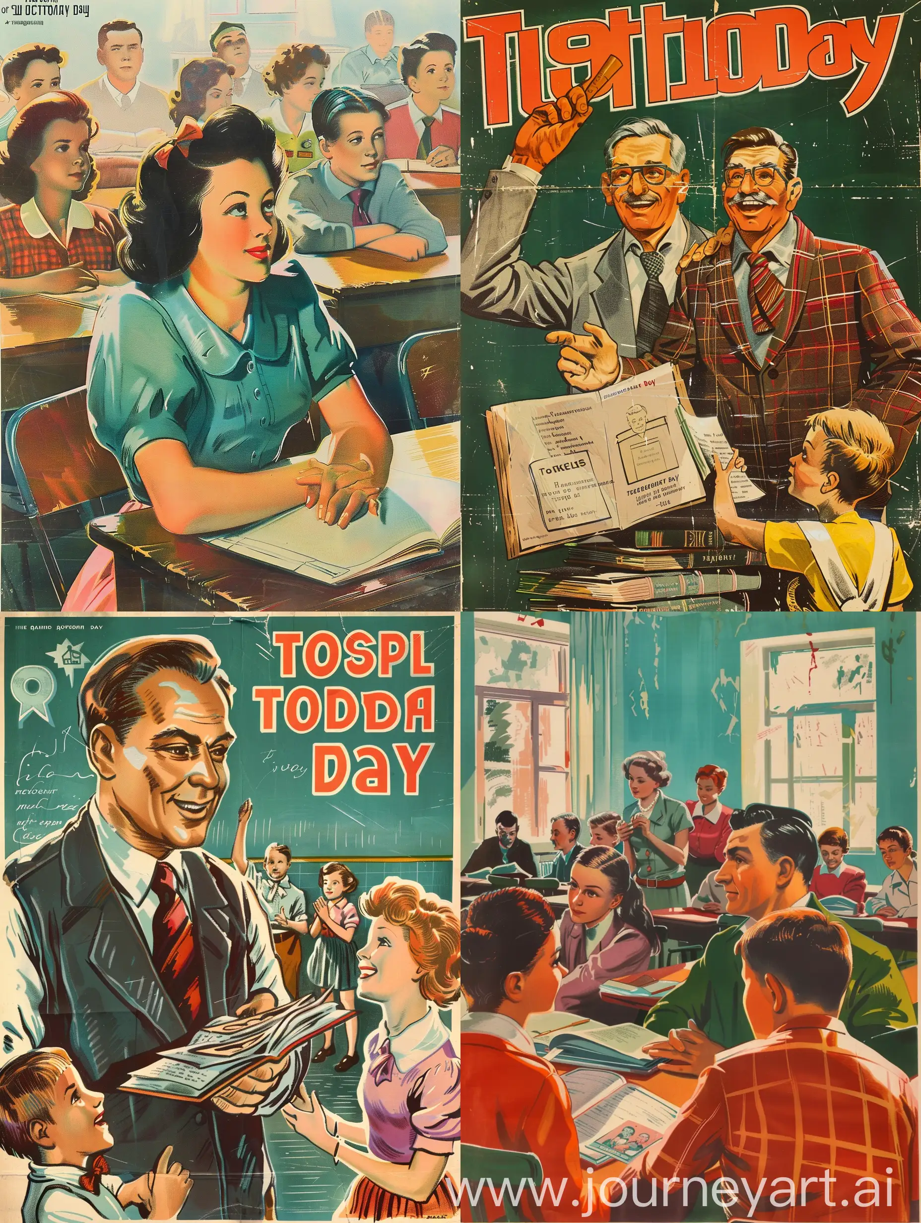 Soviet poster without people on the theme of the teachers day