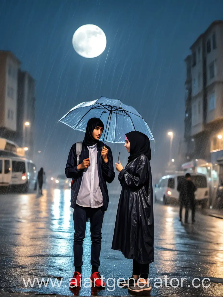 Boy-and-Girl-in-Rainy-Istanbul-Night-Under-Full-Moon
