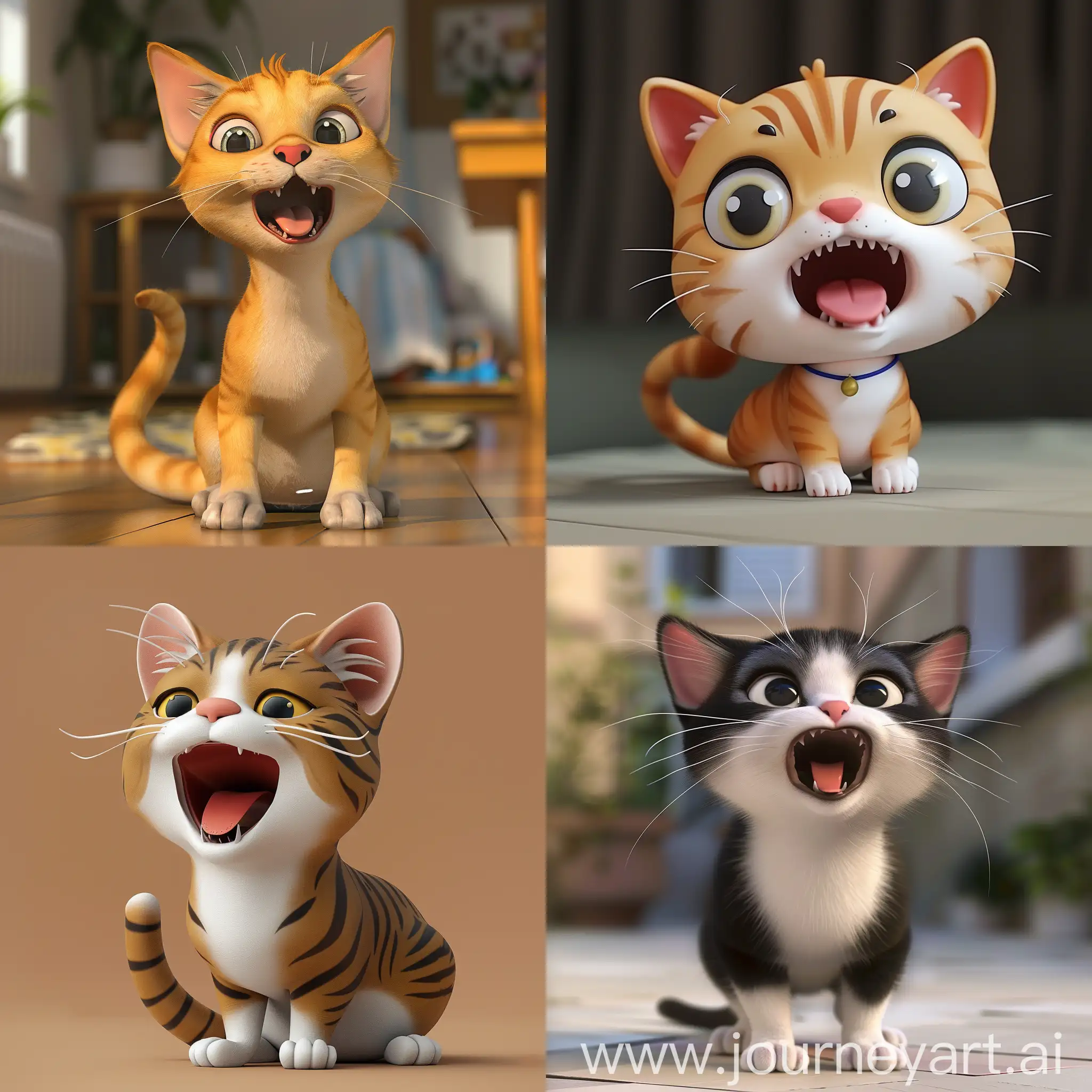 cute cartoon cat open mouth 3d indoor 