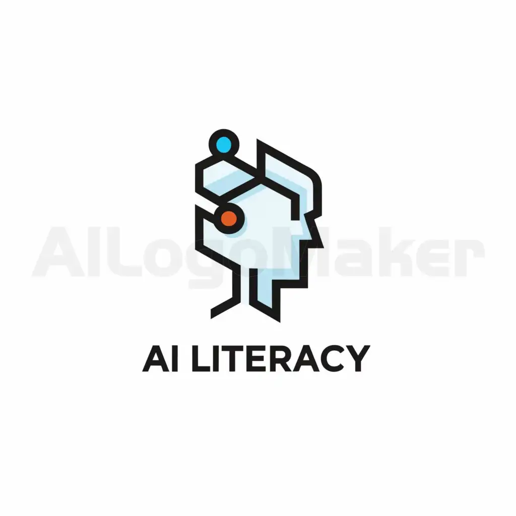 a logo design, with the text 'AI Literacy', main symbol: an artificial intelligence, Moderate, to be used in the Education industry, clear background, color=blue + black + white
