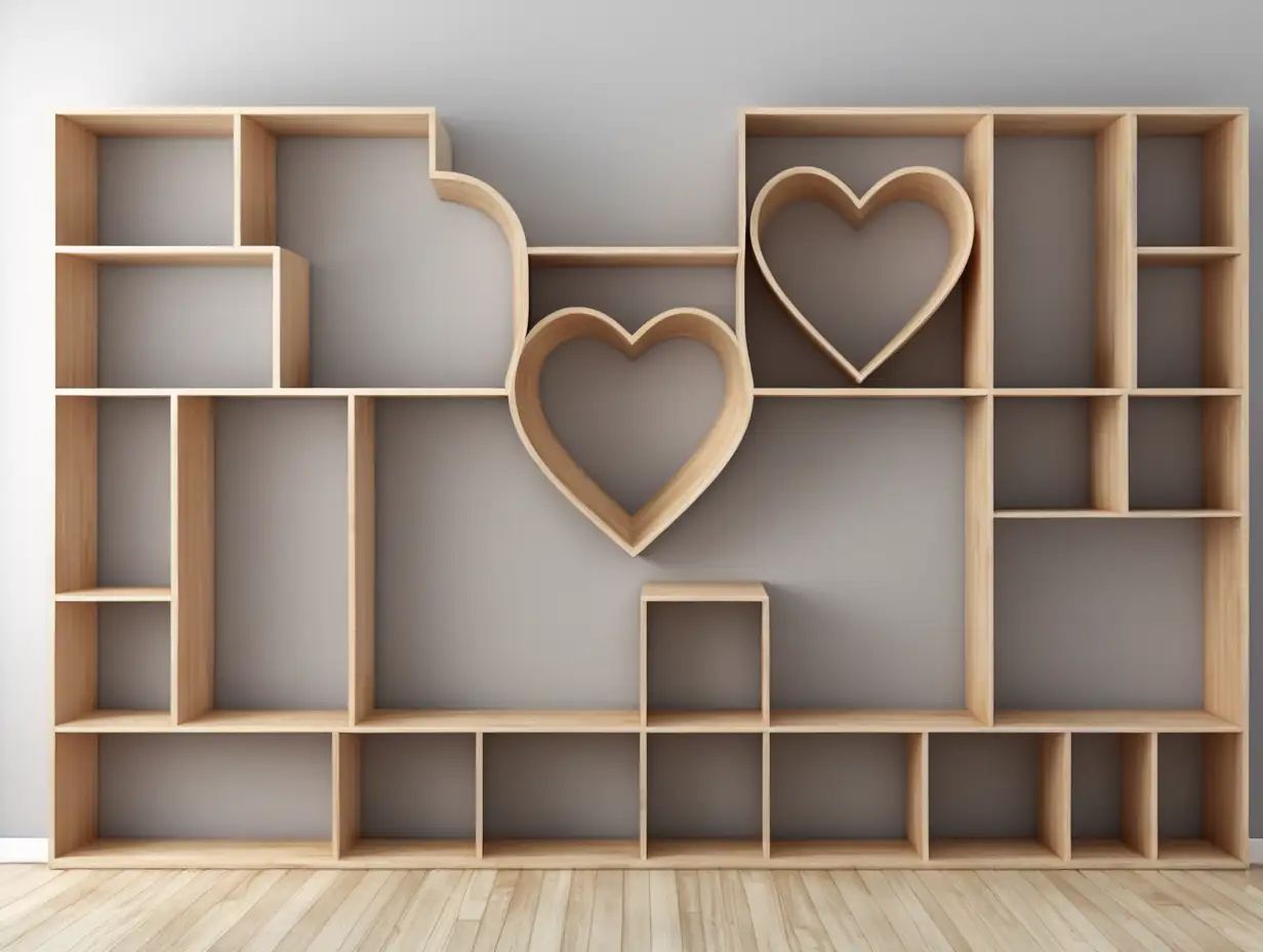 Minimalistic Empty Heart Bookshelves Wall Decor