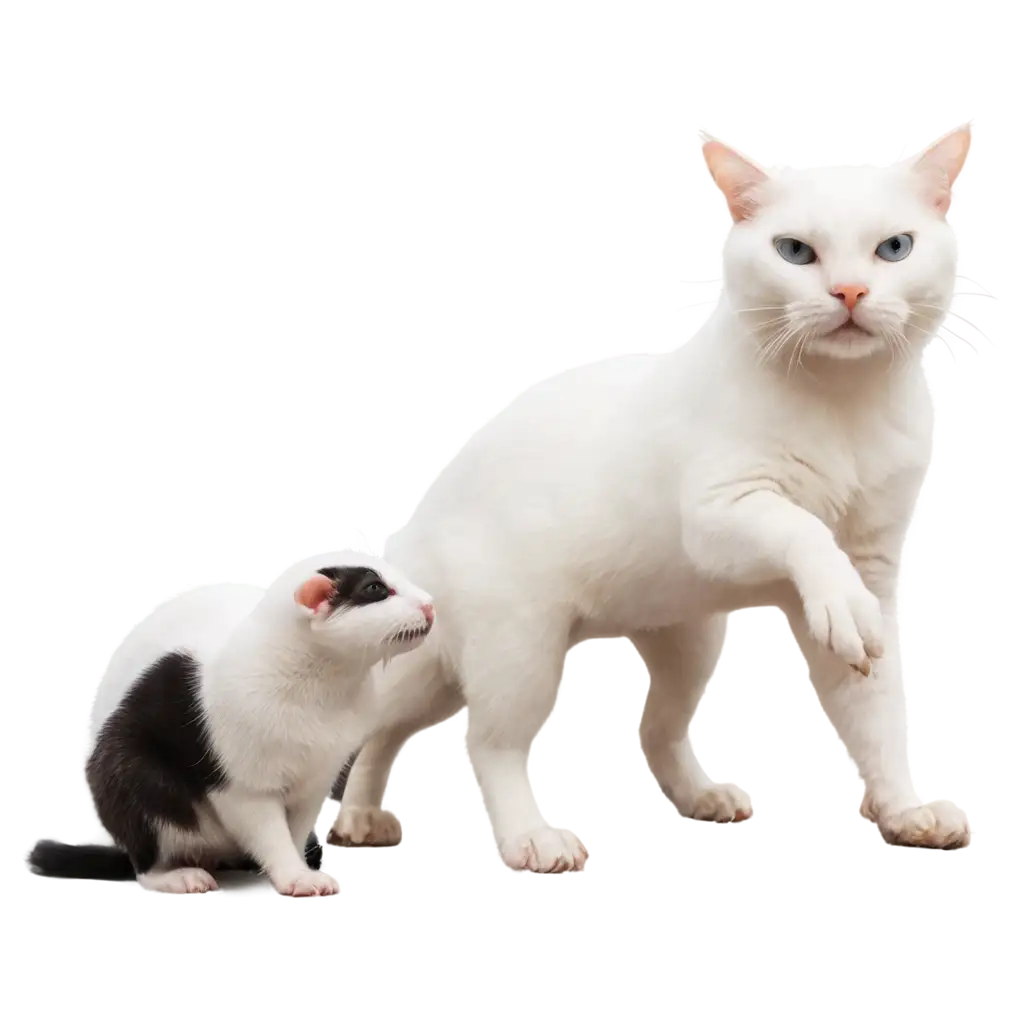 HighQuality-PNG-Image-White-Cat-Playing-with-Rat-and-Dog-Observing