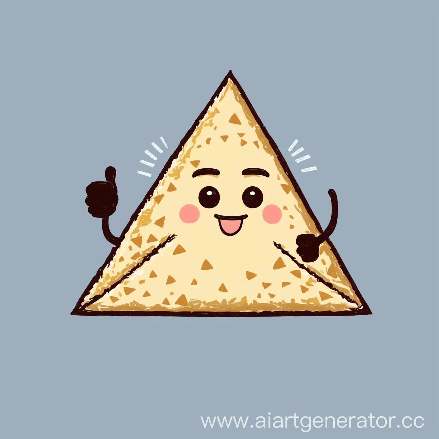 Triangular-Samsa-Illustration-with-Thumbs-Up-Gesture