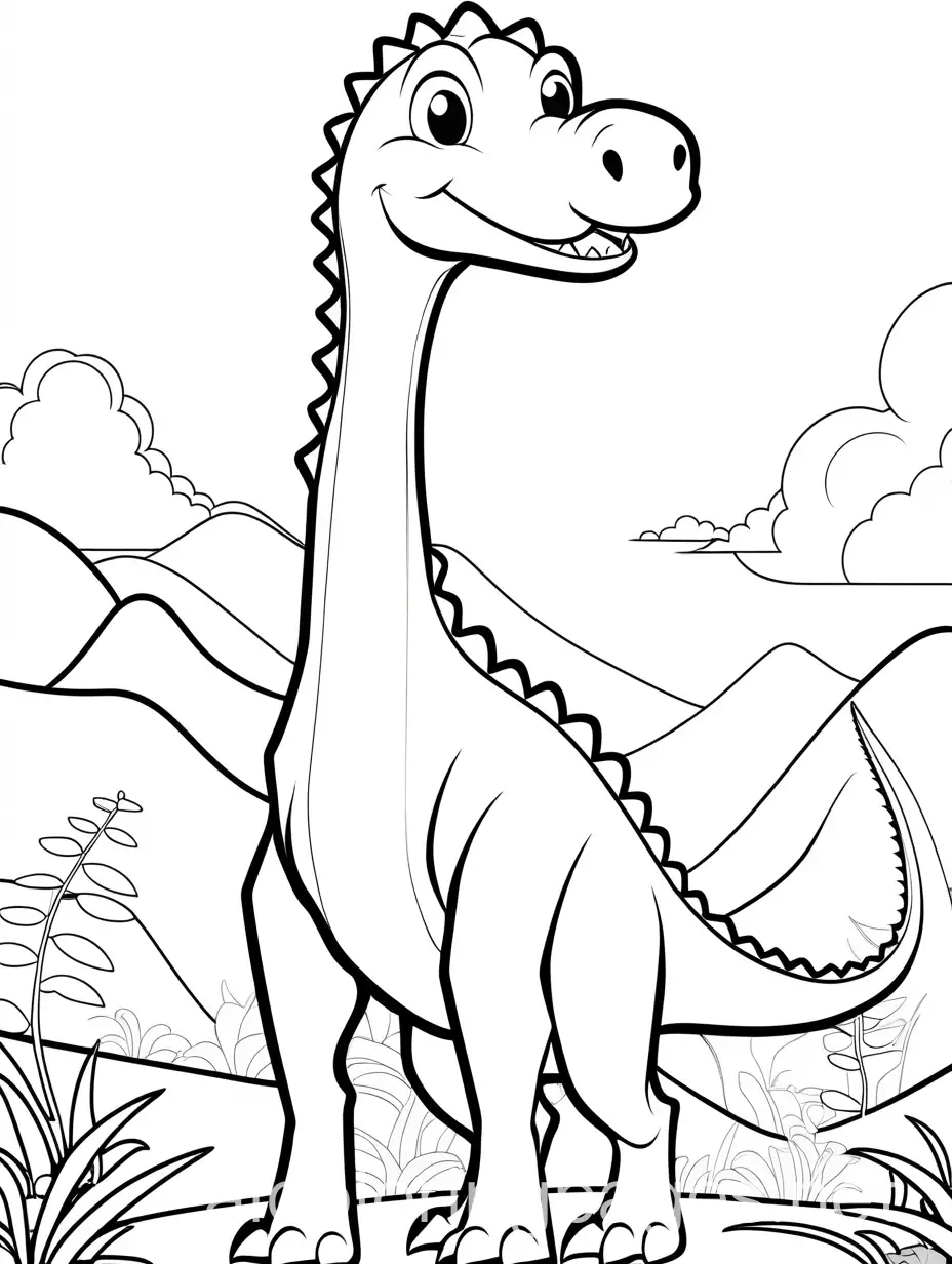 Adorable-Long-Neck-Dinosaur-Coloring-Page-for-Kids