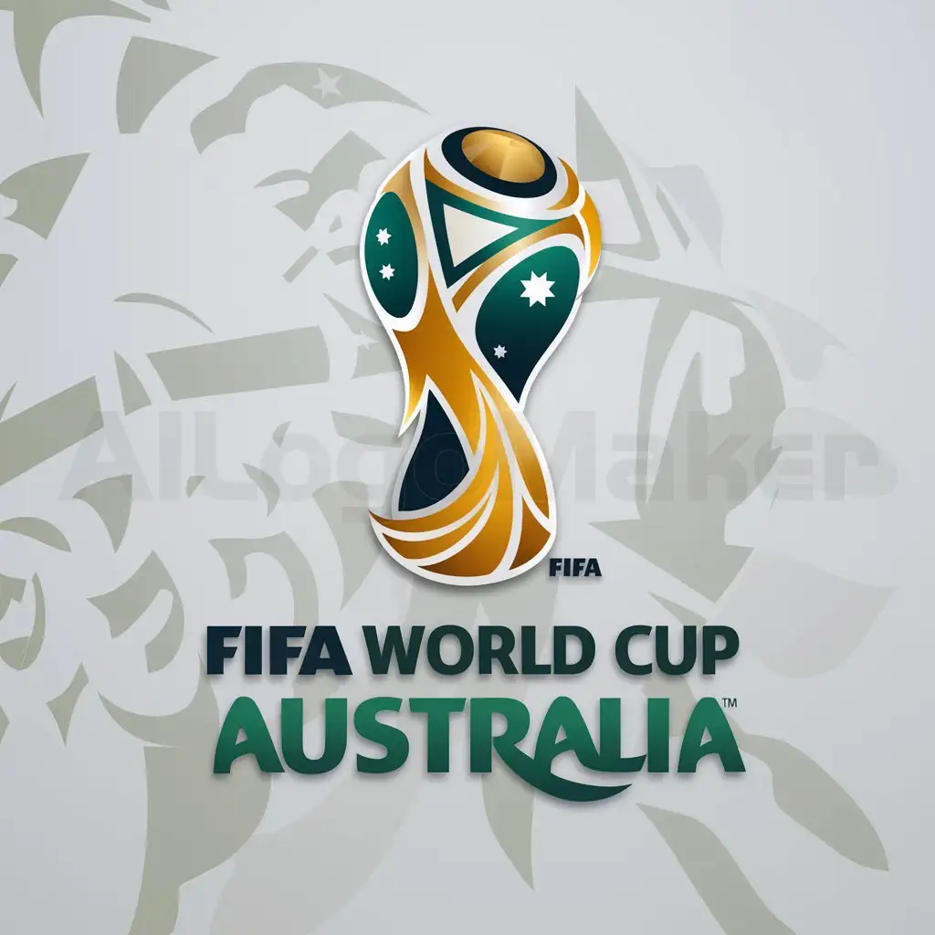a logo design,with the text "FIFA World Cup Australia", main symbol:["Australia national colors","Football","Golden Wattle"],Moderate,clear background