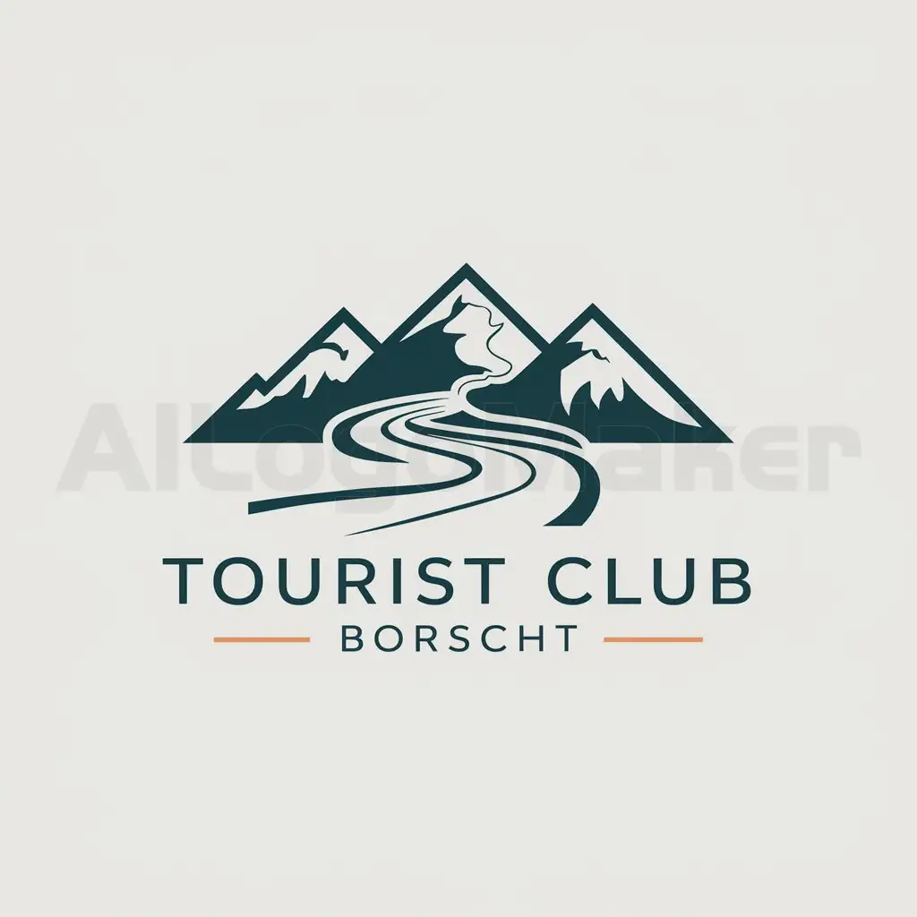 a logo design,with the text "Tourist club Borscht", main symbol:borsh mountains paths nature,Moderate,clear background