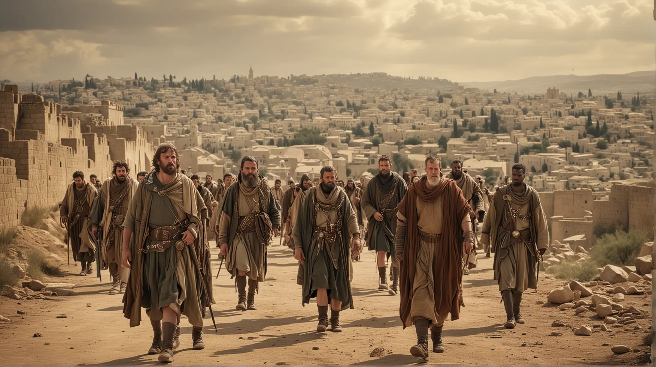 Kings Men Approaching the City Biblical Era Scene