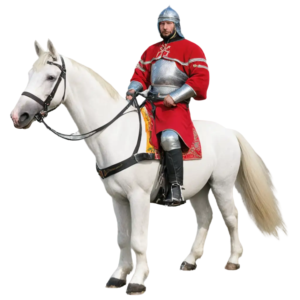 Russian bogatyr on horseback