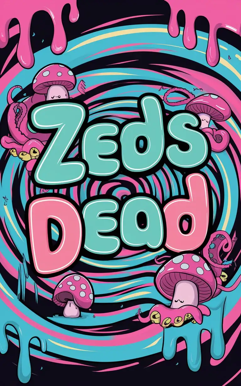 Colorful Drippy Slime with Neon Girly Fonts Zeds Dead Background