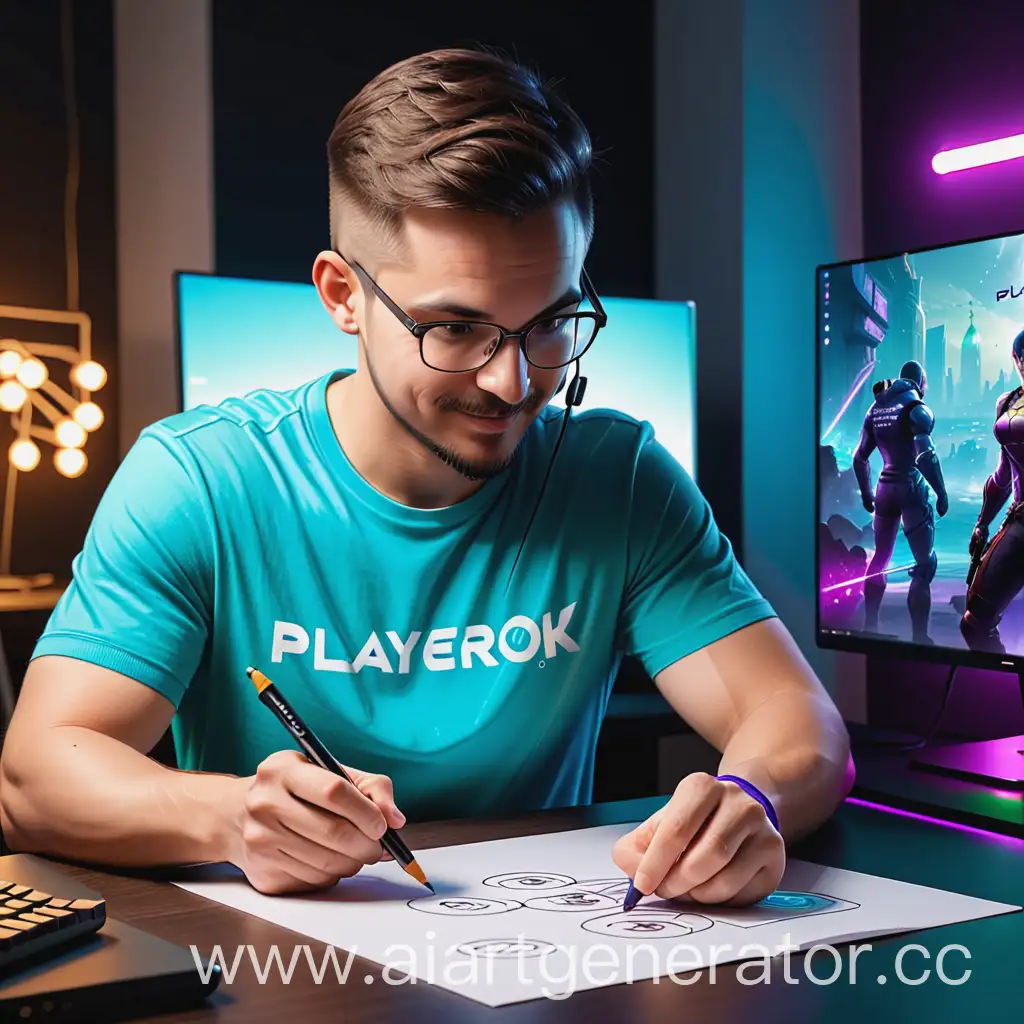 Нарисуй как будет выглядеть Playerok - маркетплейс игровых товаров и услуг в реальной жизни