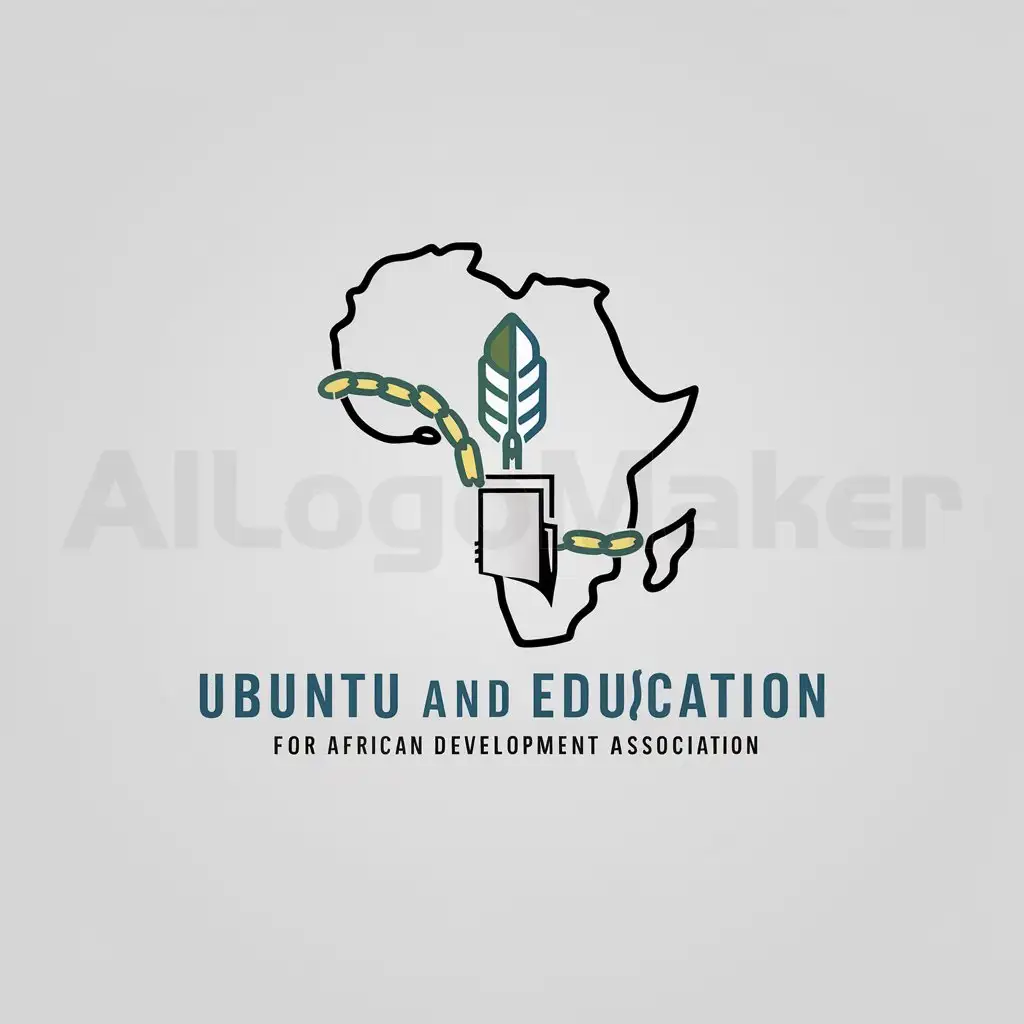 a logo design,with the text "Ubuntu and Education for African Development Association", main symbol:Create a logo that embodies the Ubuntu philosophy, emphasizing community, interconnectedness, and support. Use the shape of the African continent as the base, and incorporate elements that represent unity and education.,Minimalistic,be used in Education industry,clear background