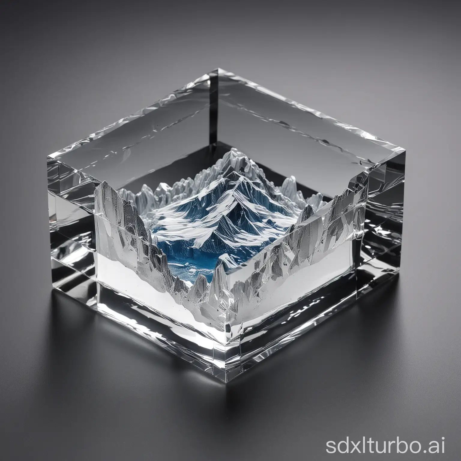 high mountain in the chamfered box clear crystal